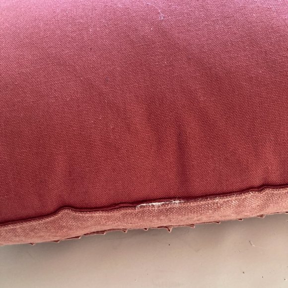 Pom Pom Throw Pillow, Faded Red, 20x20 - Picture 6 of 6